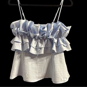 Blue Ruffled Sleeveless Camisole